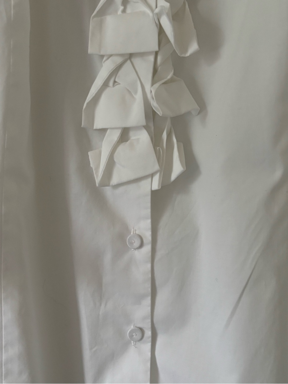 Talbots White Ruffle Front Button-Down Shirt - Picture 2 of 5